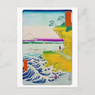 Sicht auf den Fuji und die Küste, Hiroshige, Ukiyo Postkarte