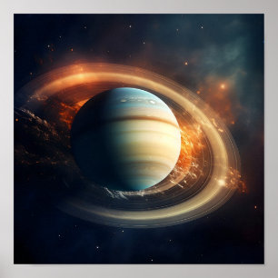 Sicht auf den Saturn aus dem Weltraum Poster