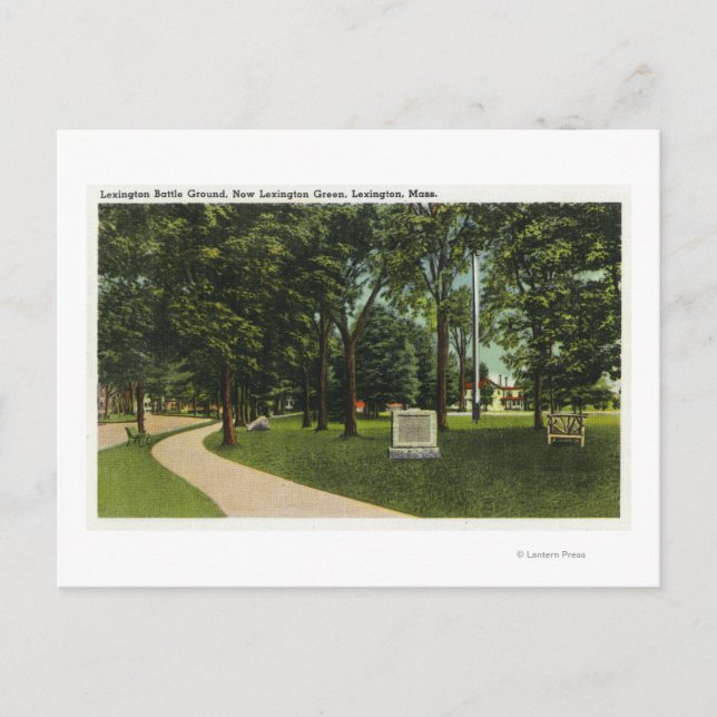 Sicht auf den Schlachtfeld, jetzt Lexington Green Postkarte (Vorderseite)