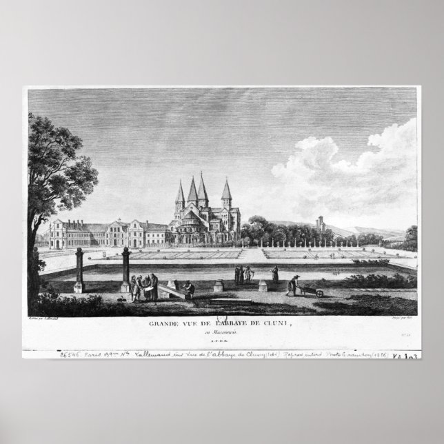 Sicht auf die Abtei von Cluny Poster (Vorne)