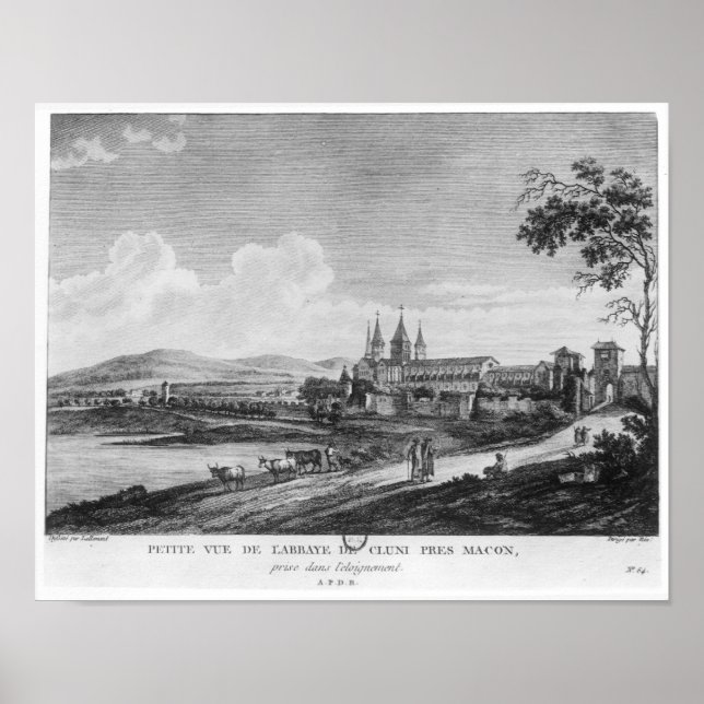 Sicht auf die Abtei von Cluny Poster (Vorne)