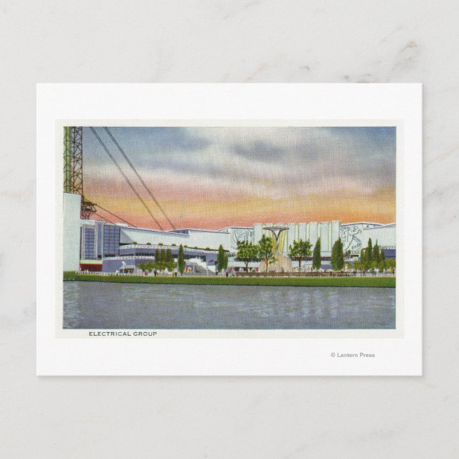 Sicht auf die Electrical Group, 1934 World's Postkarte (Vorderseite)