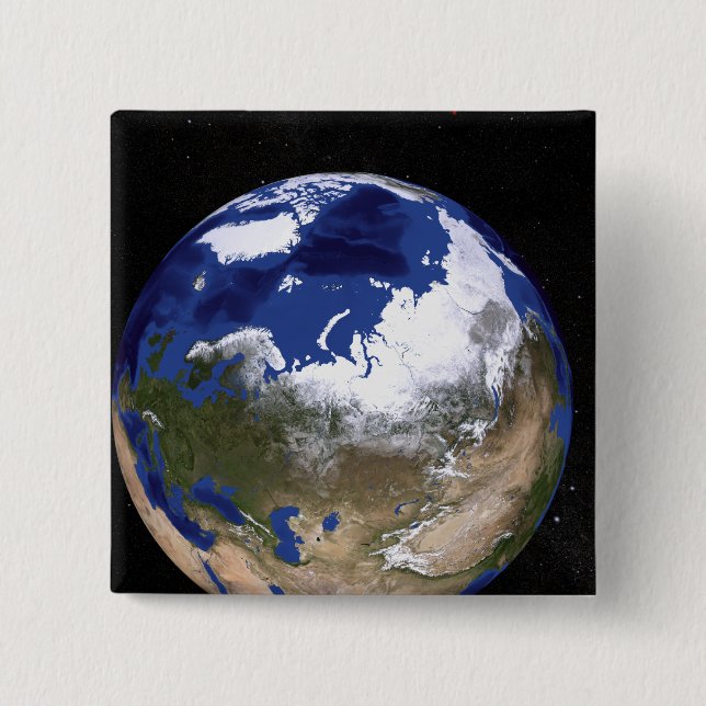 Sicht auf die Erde mit dem arktischen Raum Button (Vorderseite)