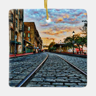 Sicht auf die Fluss Street Keramikornament
