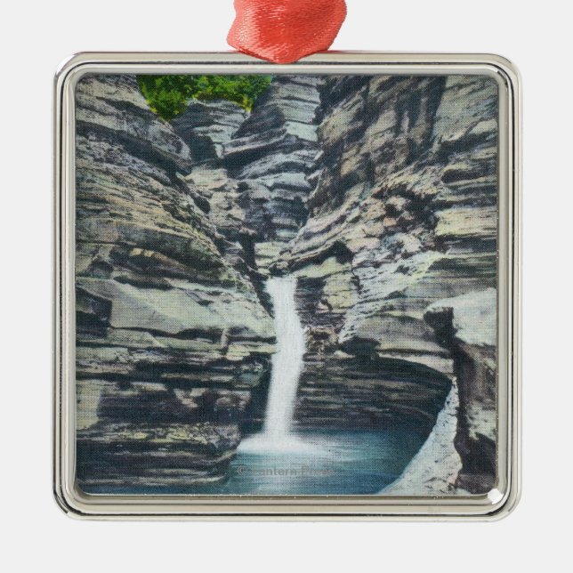 Sicht auf die Flüsterfälle Silbernes Ornament (Vorne)