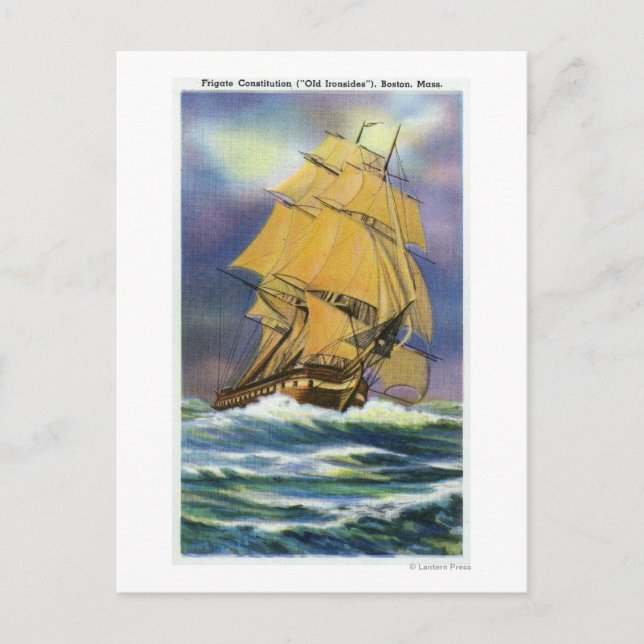 Sicht auf die frigate Verfassung, alte Ironen Postkarte (Vorderseite)