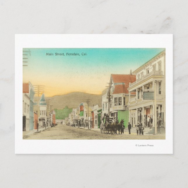 Sicht auf die Hauptstraße, Pferdetransport Postkarte (Vorderseite)