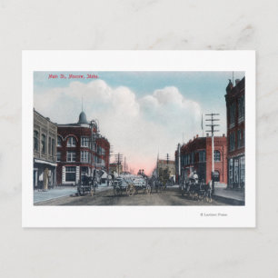 Sicht auf die Hauptstraße und die Pferdewagen Postkarte