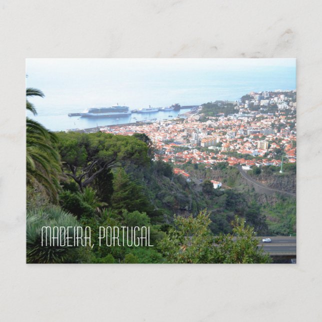 Sicht auf die Insel Funchal Madeira Portugal Postkarte (Vorderseite)
