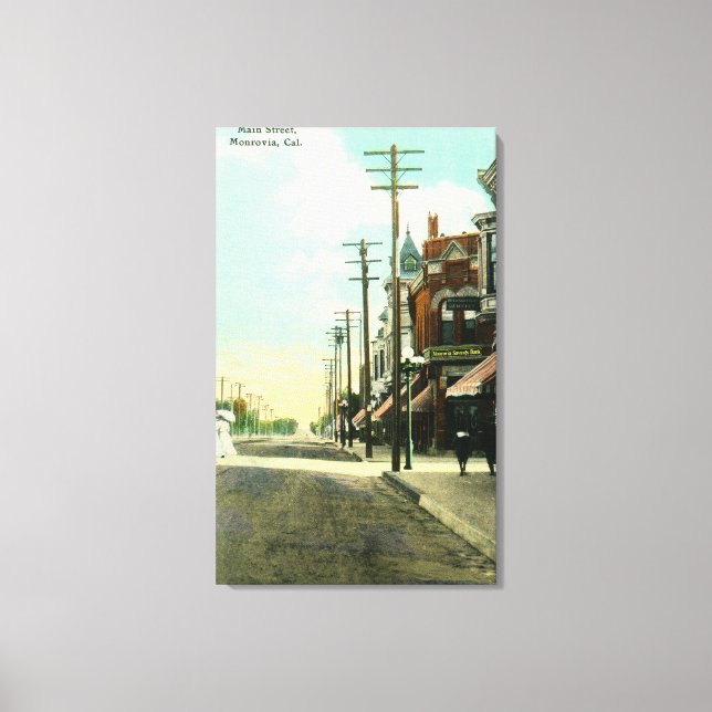 Sicht auf die Main StreetMonrovia, CA Leinwanddruck (Vorderseite)