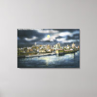 Sicht auf die Skyline von Albany in der Nacht