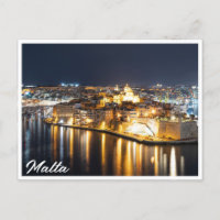 Sicht auf drei Städte in Malta nachts