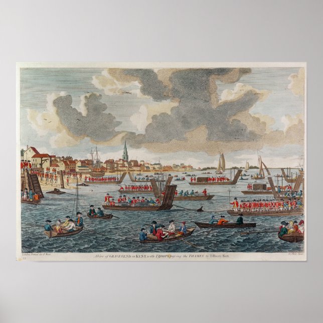 Sicht auf Gravesend mit Truppen Poster (Vorne)