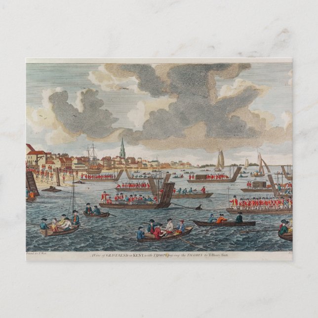 Sicht auf Gravesend mit Truppen Postkarte (Vorderseite)
