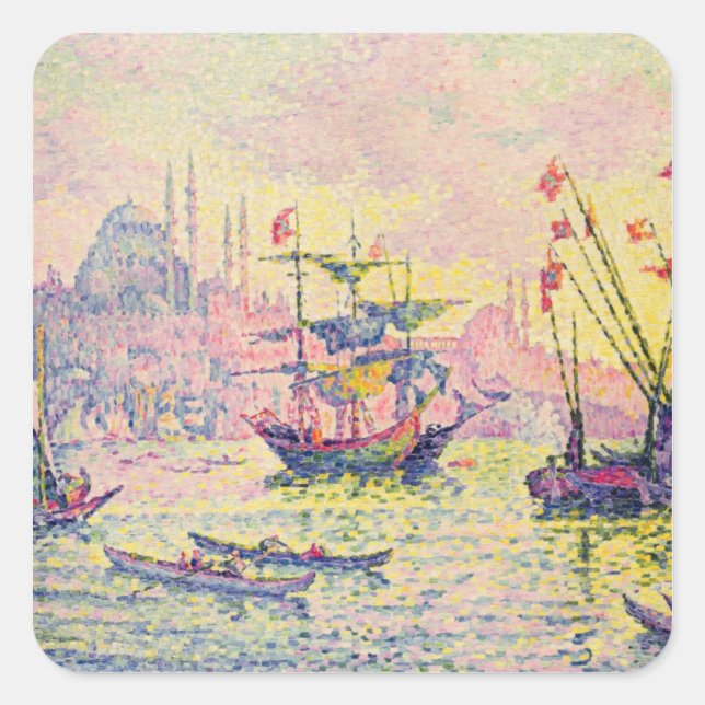 Sicht auf Konstantinopel, 1907 Quadratischer Aufkleber (Vorderseite)