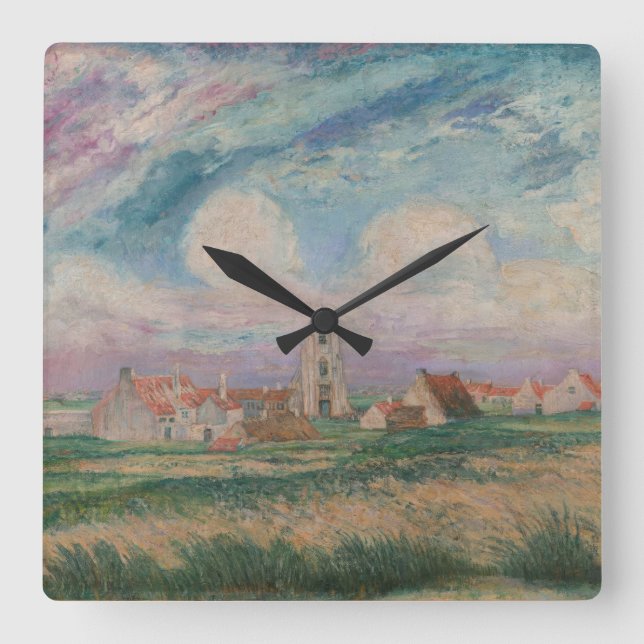 Sicht auf Mariakerke Quadratische Wanduhr (Vorderseite)