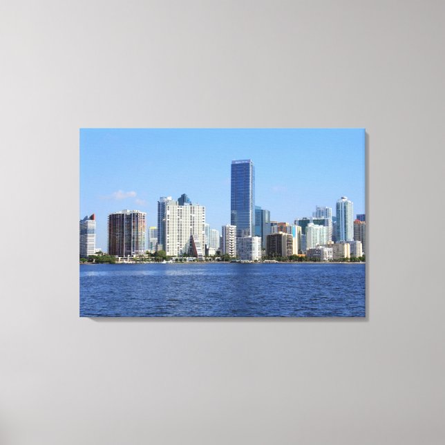 Sicht auf Miami Skyline Leinwanddruck (Vorderseite)