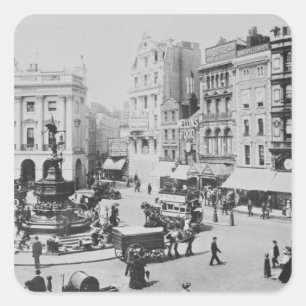 Sicht auf Piccadilly Circus, c. 1900 Quadratischer Aufkleber