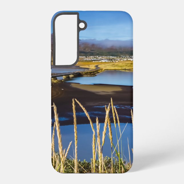 Sicht auf Saudarkrokur und Skagafjordur, Island Samsung Galaxy Hülle (Rückseite)