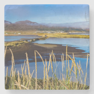 Sicht auf Saudarkrokur und Skagafjordur, Island Steinuntersetzer