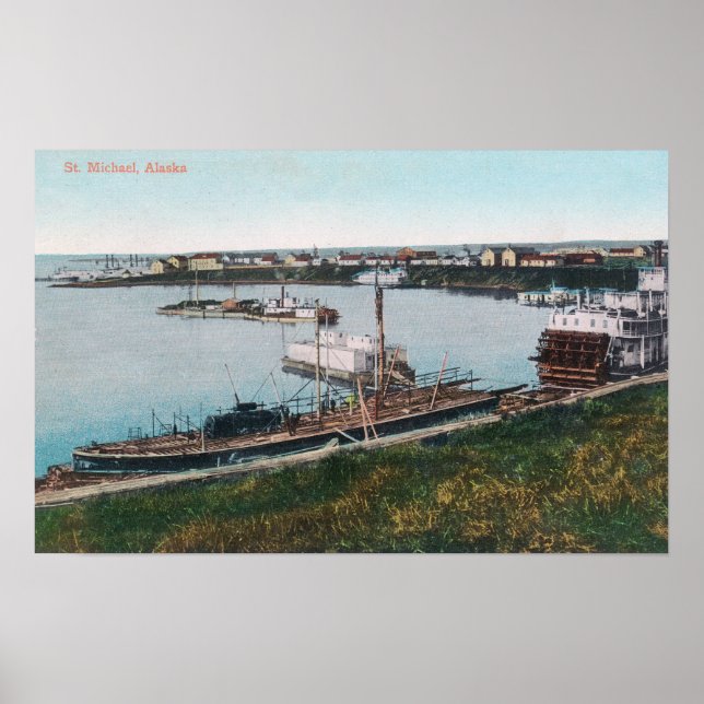 Sicht auf Schiffe im DockSt. Michael, AK Poster (Vorne)