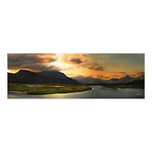Sicht auf Snowdonia aus Portmadog Fotodruck (Vorne)