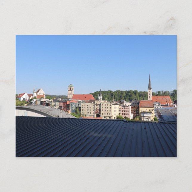 Sicht auf Wasserburg am Inn vom Parkhausdach Postkarte (Vorderseite)