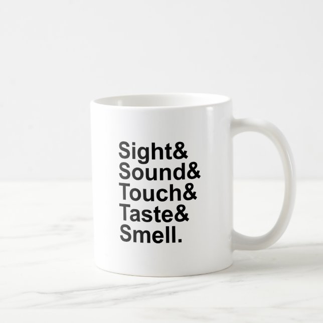 Sicht Klang Berührung Geschmack Geruch | Fünf Sinn Kaffeetasse (Rechts)