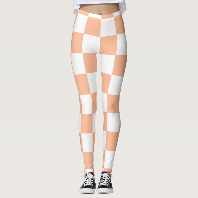 Sichtbare Quadrate pfirsich und weißes geometrisch Leggings (Vorderseite)