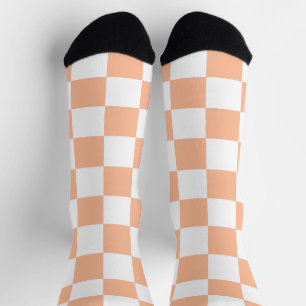 Sichtbare Quadrate pfirsich und weißes geometrisch Socken