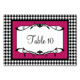 Sichtbare rosa und schwarze Hahnentrittmuster-Tisc Tischnummer