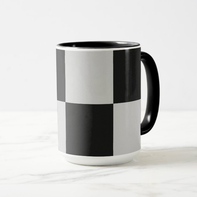 Sichtbare Schwarz-Weiß-Quadrate oder CUSTOM-FARBE Tasse (VorderseiteRechts)