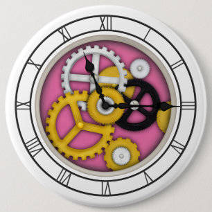Sichtbare Uhrwerk Illusion Fantasievolle Uhr Rosa Button