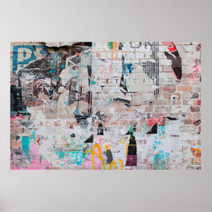 Sichtbare Wand aus verwittertem Backstein mit abge Poster