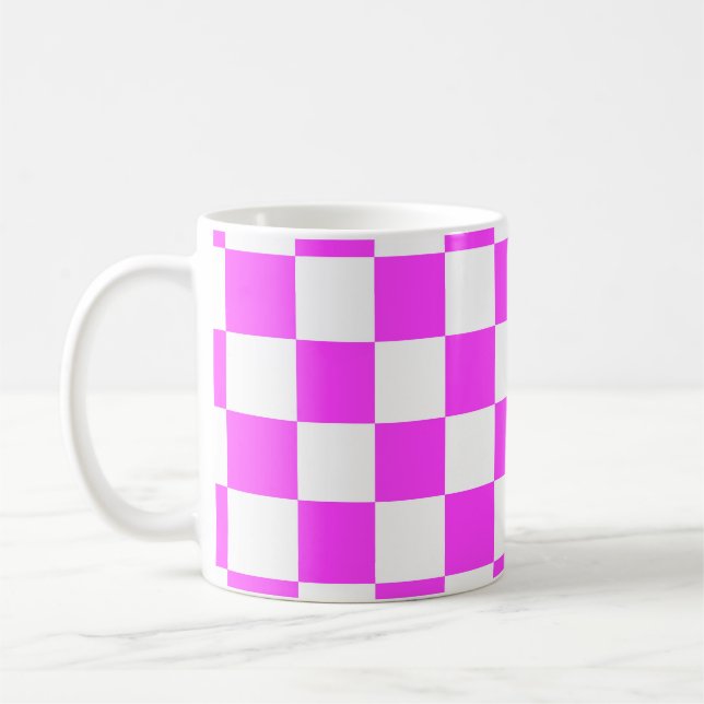 Sichtbarer Fliesenhintergrund Weiß und Pinka Kaffeetasse (Links)