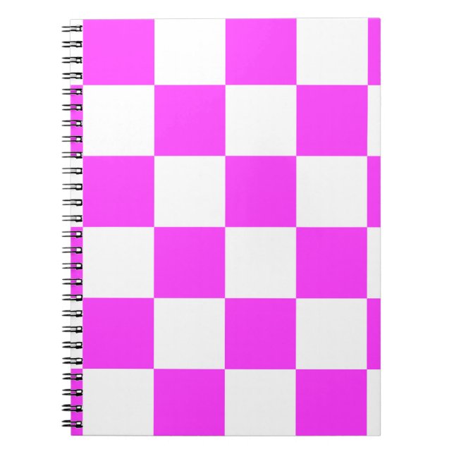 Sichtbarer Fliesenhintergrund Weiß und Pinka Notizblock (Vorderseite)