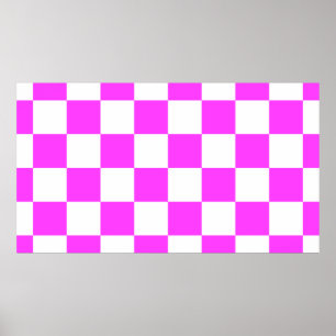 Sichtbarer Fliesenhintergrund Weiß und Pinka Poster