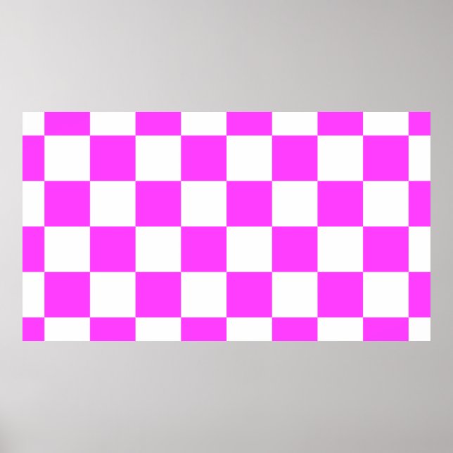 Sichtbarer Fliesenhintergrund Weiß und Pinka Poster (Vorne)