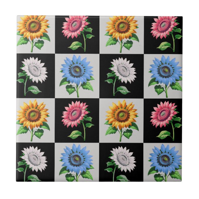 Sichtbares mehrfarbiges Blumendesign Fliese (Vorderseite)