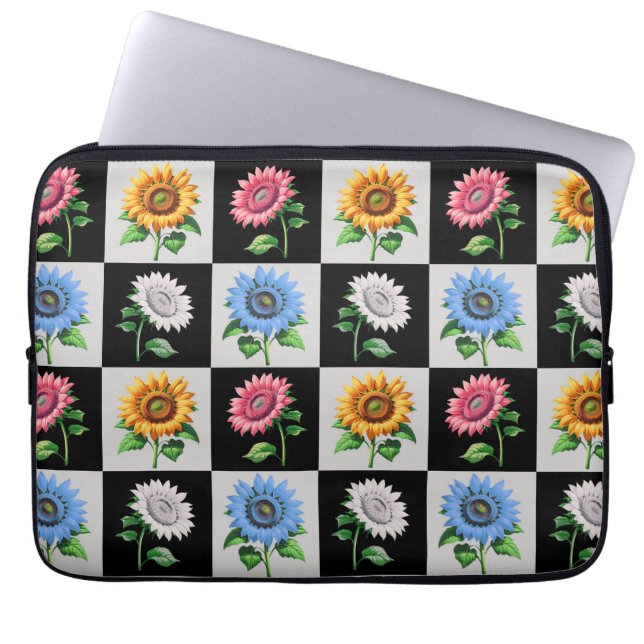 Sichtbares mehrfarbiges Blumendesign Laptopschutzhülle (Vorderseite)