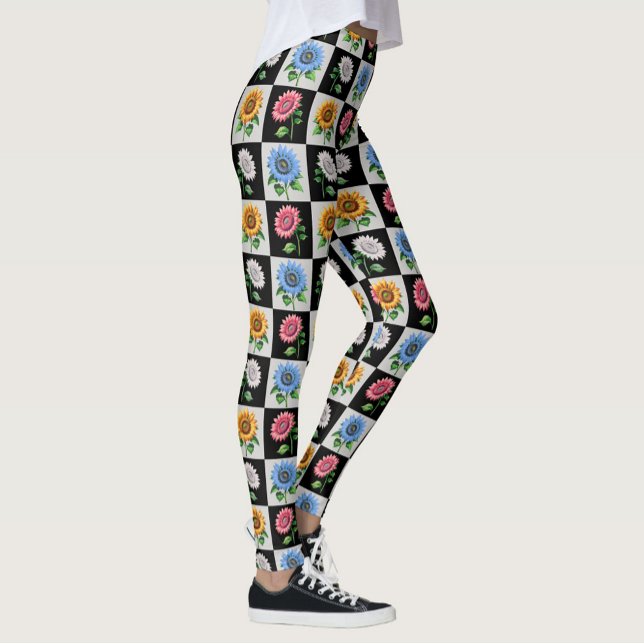 Sichtbares mehrfarbiges Blumendesign Leggings (Von Creator hochgeladen)