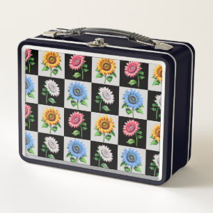 Sichtbares mehrfarbiges Blumendesign Metall Brotdose
