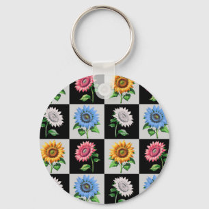 Sichtbares mehrfarbiges Blumendesign Schlüsselanhänger