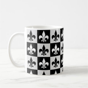 Sichtbares Schwarz-weißes Fleur-De-Lis-Muster Kaffeetasse