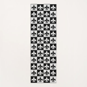 Sichtbares Schwarz-weißes Fleur-De-Lis-Muster Yogamatte