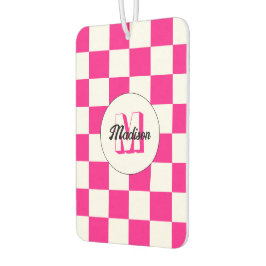 Sichtbares, weißes, rosa Retro-Monogramm Autolufterfrischer