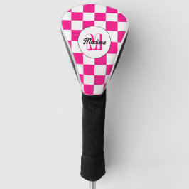 Sichtbares, weißes, rosa Retro-Monogramm Golf Headcover