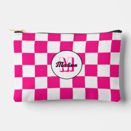 Sichtbares, weißes, rosa Retro-Monogramm Zubehörtasche
