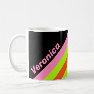 Sichtbarkeitsstreifen und rosa Streifen mit Namen Kaffeetasse