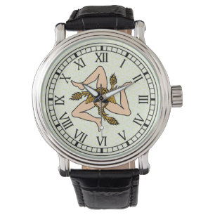 Sicilain Triskelion Uhr mit römischen Ziffern